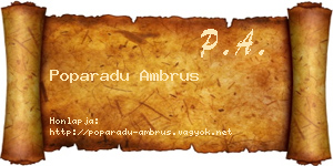 Poparadu Ambrus névjegykártya